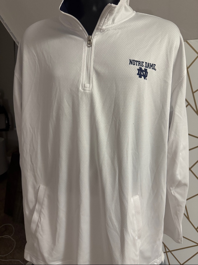 Pro Edge White And Navy Team Apparel Jacket Tag Notre Dame
